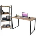Ver imagem 1 de Kit Mesa Para Escritório com Estante 4 Prateleiras Industrial Form 120 cm Carvalho - Lyam Decor