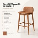 Ver imagem 3 de Banqueta Alta Arabella Madeira Maciça Estofada Encosto Curvo Facto Camel - Desk Design