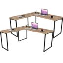 Ver imagem 1 de Kit 2 Mesas para Escritório Home Office Estilo Industrial em L Form 150x150cm Carvalho - Lyam