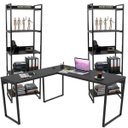 Ver imagem 2 de Kit Mesa Para Escritório Industrial em L com 2 Estantes com 5 Prateleiras Form Preto - Lyam Decor
