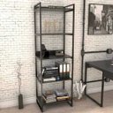 Ver imagem 3 de Kit Mesa Para Escritório Industrial em L com 2 Estantes com 5 Prateleiras Form Preto - Lyam Decor