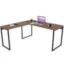 Ver imagem 4 de Kit Mesa Para Escritório Industrial em L com 2 Estantes com 5 Prateleiras Form Nogal - Lyam Decor