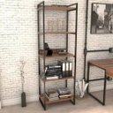 Ver imagem 3 de Kit Mesa Para Escritório Industrial em L com 2 Estantes com 5 Prateleiras Form Nogal - Lyam Decor