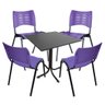 Conjunto Mariana Mesa Fixa 70x70 com 4 Cadeiras Empilháveis Roxa Ferro/Plástico - 1
