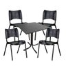 Conjunto Mariana Mesa Fixa 70x70 com 4 Cadeiras Empilháveis Preta Ferro/Plástico - 2