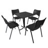 Conjunto Mariana Mesa Fixa 70x70 com 4 Cadeiras Empilháveis Preta Ferro/Plástico - 1