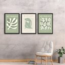 Ver imagem 1 de Kit 3 Quadros Arte Moderna Matisse Verde 33x24cm - com Vidro:moldura Branca