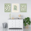 Ver imagem 2 de Kit 3 Quadros Arte Moderna Matisse Verde 33x24cm - com Vidro:moldura Branca