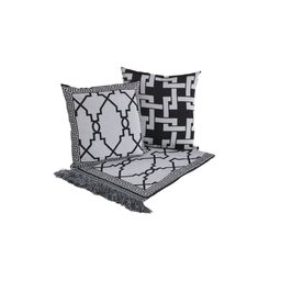 Kit Peseira Grécia 5 Peças Queen Tecido Jacquard Acompanha Almofadas Cheias:preto - 10