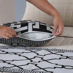 Kit Peseira Grécia 5 Peças Queen Tecido Jacquard Acompanha Almofadas Cheias:preto - 6