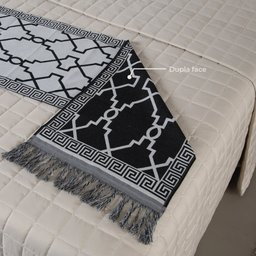Kit Peseira Grécia 5 Peças Queen Tecido Jacquard Acompanha Almofadas Cheias:preto - 8