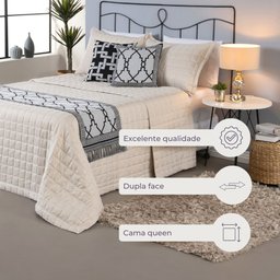 Kit Peseira Grécia 5 Peças Queen Tecido Jacquard Acompanha Almofadas Cheias:preto - 9