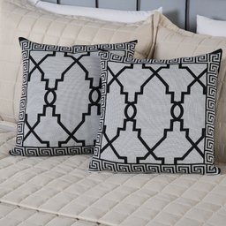 Kit Peseira Grécia 5 Peças Queen Tecido Jacquard Acompanha Almofadas Cheias:preto - 4