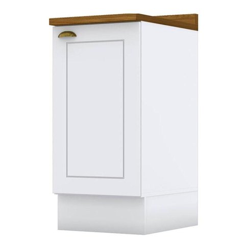 Balcão 1 Porta 40 Cm Americana Branco com Tampo Nature - Henn