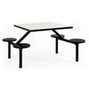 Ver imagem 1 de Mesa para Refeitório Fixa 4 Lugares MDP Branco de 25 mm - Assento Preto - 50301