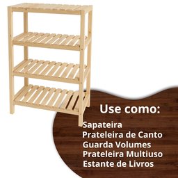 Estante com 4 Prateleiras de Madeira Maciça Pinus 100x70 - 3