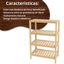 Ver imagem 2 de Estante com 4 Prateleiras de Madeira Maciça Pinus 100x70