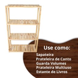 Estante com 4 Prateleiras de Madeira Maciça Pinus 100x70 - 7