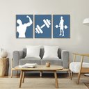Ver imagem 1 de Quadro Decorativo Musculação Minimalista em 3 Telas com Moldura Filete