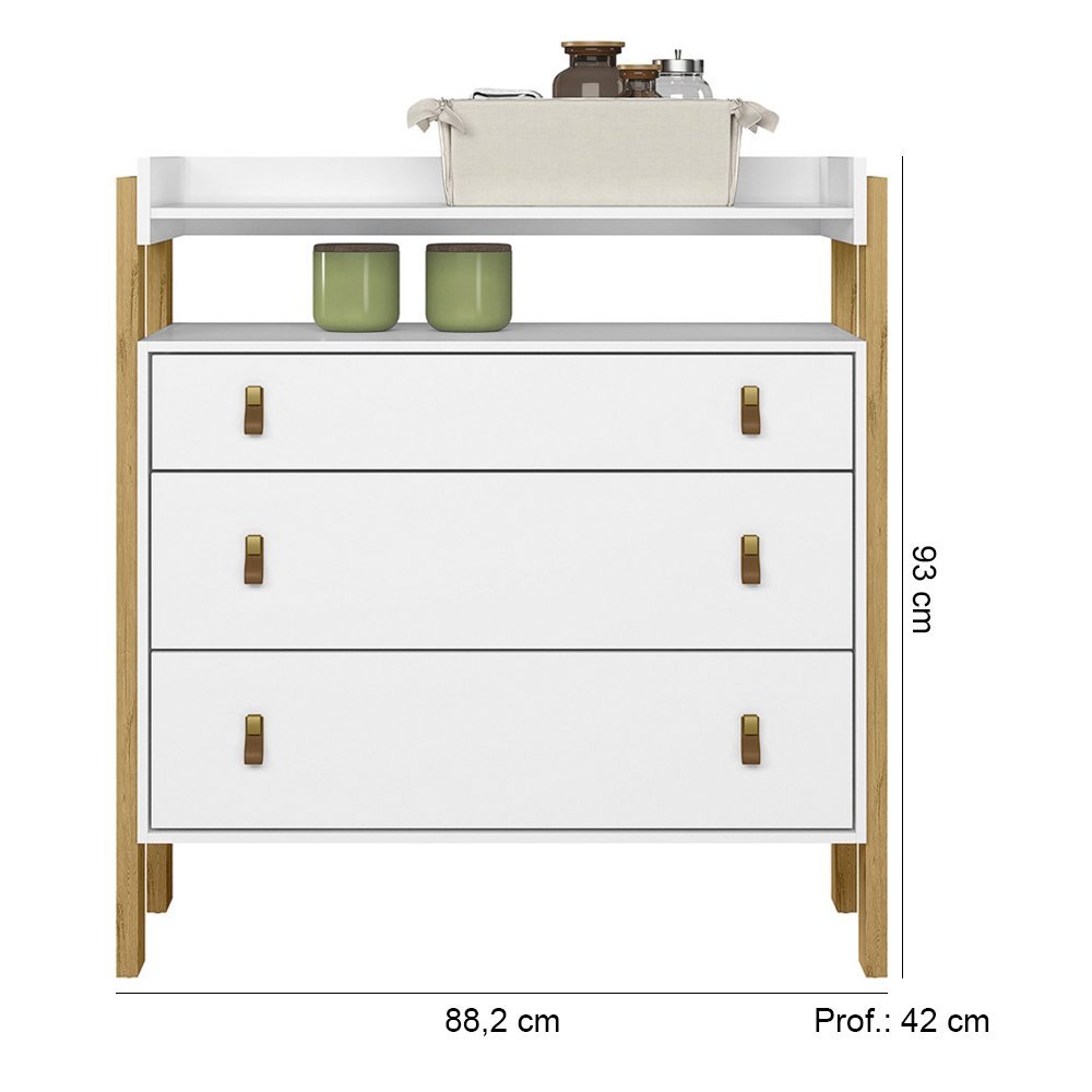 Quarto de Bebê Fantasia Completo Qmovi Branco Acetinado + Colchão Ortobom - 3