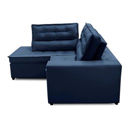 Sofá de Canto Retrátil e Reclinável com Molas LE 2,50x2,00m Viviane Suede Azul Madelina Decor - 5