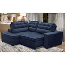 Ver imagem 1 de Sofá de Canto Retrátil e Reclinável com Molas Le 2,50x2,00m Viviane Suede Azul Azul Marinho