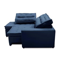 Sofá de Canto Retrátil e Reclinável com Molas LE 2,50x2,00m Viviane Suede Azul Madelina Decor - 4