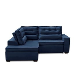 Sofá de Canto Retrátil e Reclinável com Molas LE 2,50x2,00m Viviane Suede Azul Madelina Decor - 6