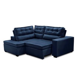 Sofá de Canto Retrátil e Reclinável com Molas LE 2,50x2,00m Viviane Suede Azul Madelina Decor - 3