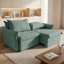 Ver imagem 1 de Sofá Cama 2 Lugares Singapura Reclinável 190cm em Bouclê com Catraca Reforçada e 2 Almofadas:Verde m