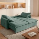 Ver imagem 2 de Sofá Cama 2 Lugares Singapura Reclinável 190cm em Bouclê com Catraca Reforçada e 2 Almofadas:Verde m