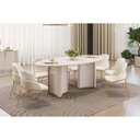 Ver imagem 1 de Conjunto: Mesa Sala Jantar Liz C/ Tampo Madeirado C/ Vidro Oval 218x108cm e 8 Cadeiras Vitta Off