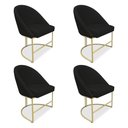 Ver imagem 1 de Kit 04 Cadeiras Poltrona de Jantar Bela Veludo Preto Base Metálica Industrial Dourado - Pallazio