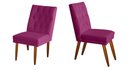 Ver imagem 1 de Jogo 02 Cadeiras de Jantar Estofada Cozinha Paris Suede Rosa Pink Eli Móveis