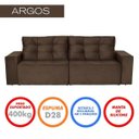 Ver imagem 6 de Sofá 3 Lugares Argos 2.10M Retrátil e Reclinável Veludo - Marrom
