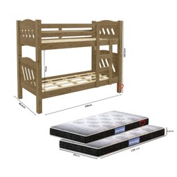 Cama Beliche com 2 Colchões Solteiro Jaspe Castanho - 3