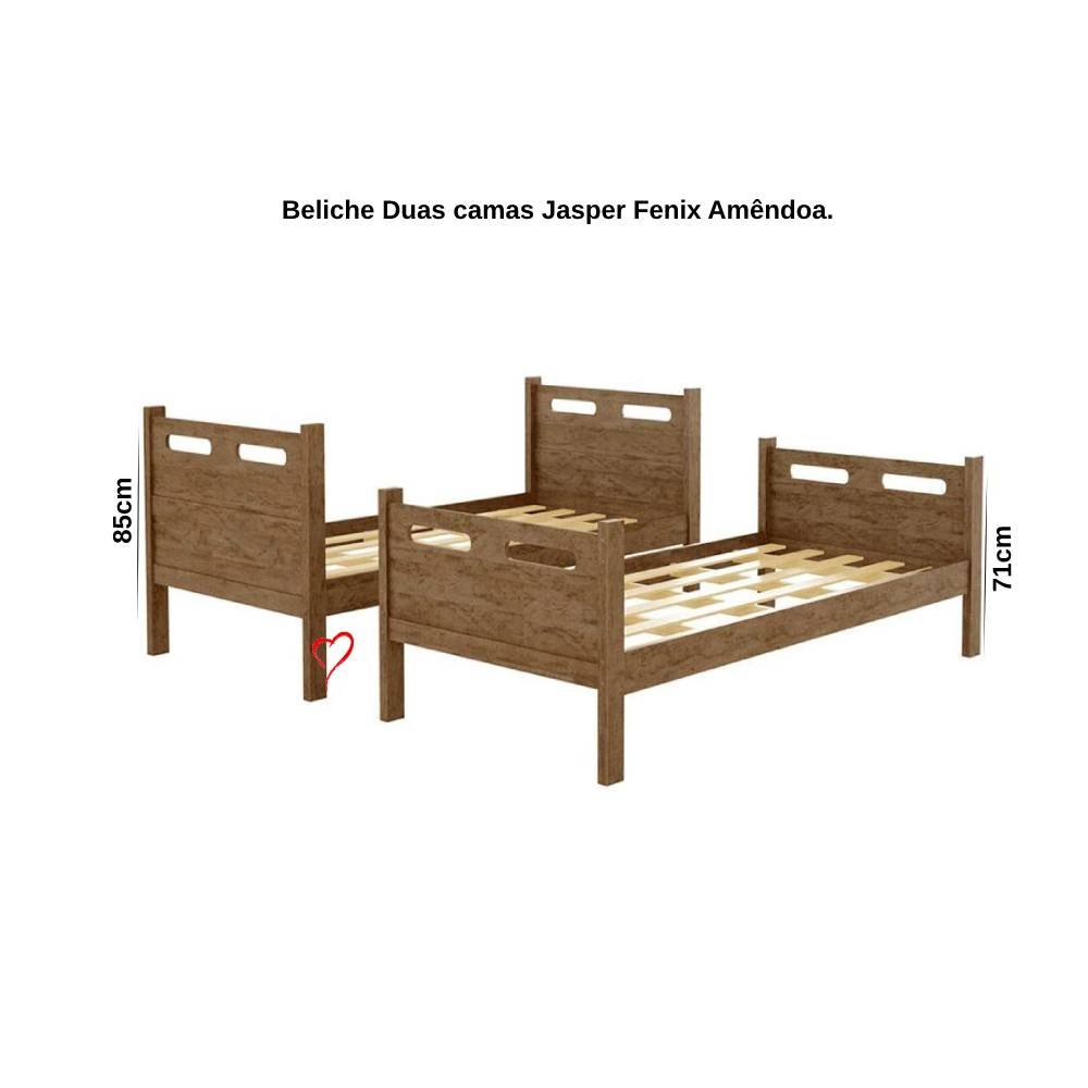 Cama Beliche com 2 Colchões Solteiro Jaspe Castanho - 4