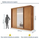 Ver imagem 3 de Guarda-Roupa Casal 100% MDF com Espelho 3 Portas de Correr 6 Gavetas Siena Marrom/Cinamomo