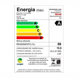 Kit - Aquecedor Rinnai 15 Litros E15 Feh Prata - Gn (digital) - 6