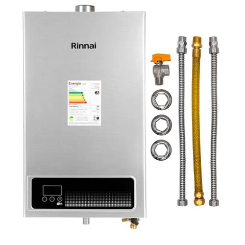Kit - Aquecedor Rinnai 15 Litros E15 Feh Prata - Gn (digital)