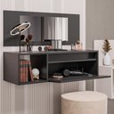 Ver imagem 5 de Penteadeira Camarim com Espelho Suspensa 90cm 1 Porta Elle M24 Preto - Mpozenato