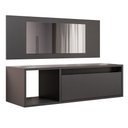 Ver imagem 1 de Penteadeira Camarim com Espelho Suspensa 90cm 1 Porta Elle M24 Preto - Mpozenato