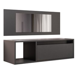 Penteadeira Camarim com Espelho Suspensa 90cm 1 Porta Elle M24 Preto - Mpozenato - 1