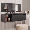 Ver imagem 2 de Penteadeira Camarim com Espelho Suspensa 90cm 1 Porta Elle M24 Preto - Mpozenato