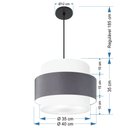 Ver imagem 2 de Lustre para Sala de Jantar Vivare Md-4392 Cúpula em Tecido 40cm Lustres Vivare Branco-cinza-escuro-b