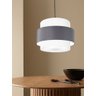 Lustre para Sala de Jantar Vivare Md-4392 Cúpula em Tecido 40cm Lustres Vivare Branco-cinza-escuro-b - 5