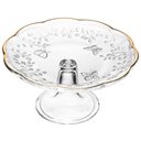 Ver imagem 1 de Boleira com Pé Vidro Cristal Prato para Bolo Redondo 19cm Lyor New Butterfly Fio de Ouro