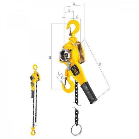 Talha com Alavanca e Catraca 0,75tf Elevação 1,5m Ta075 Vonder Gancho Trava e Alavanca Reversível