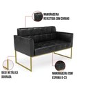 Ver imagem 4 de Sofá Namoradeira Elisa Corano Base Metálica Industrial Dourado - D'Rossi Cor Preto
