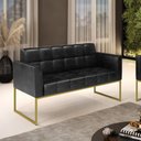 Ver imagem 2 de Sofá Namoradeira Elisa Corano Base Metálica Industrial Dourado - D'Rossi Cor Preto